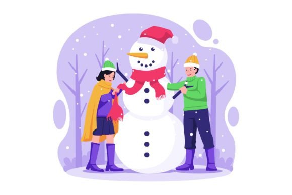 Children Build a Snowman Illustration Review