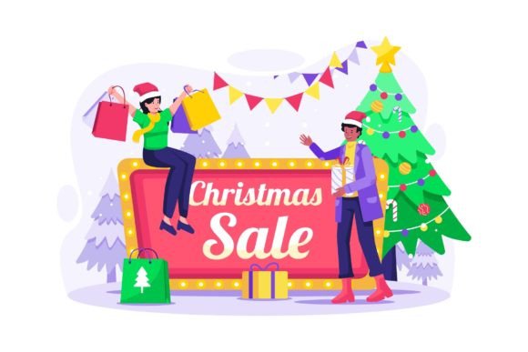Christmas Sale Shopping Illustration Graphics and Illustrations Review