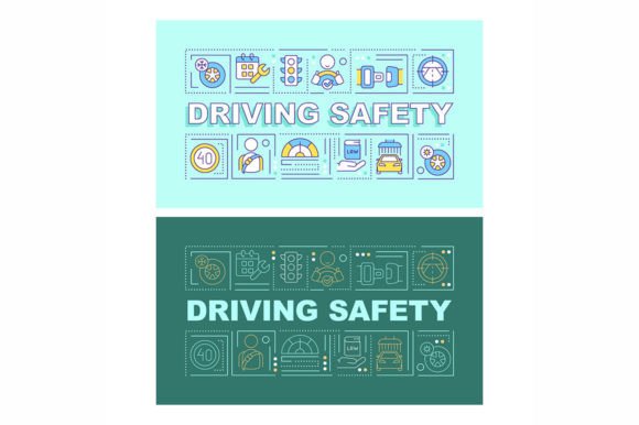 Driving Safety Word Concepts Banner Set Graphics Review