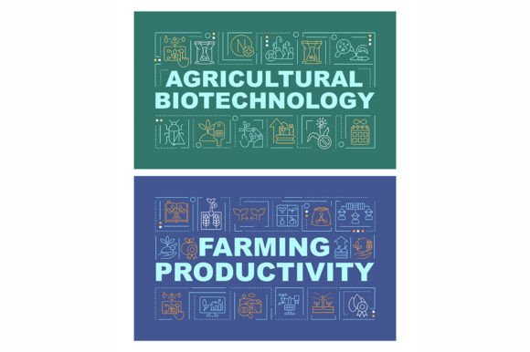 Farming Productivity Word Banner Set Graphics