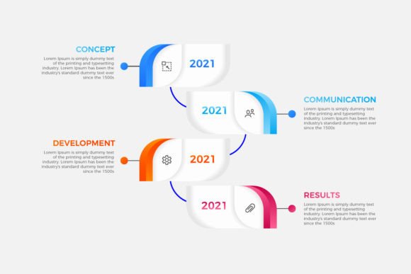 Four Steps Infographics Graphics Review