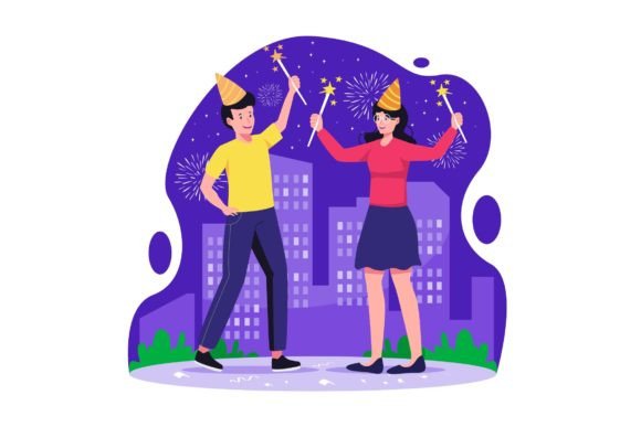 Happy New Year Illustration - AI SVG EPS