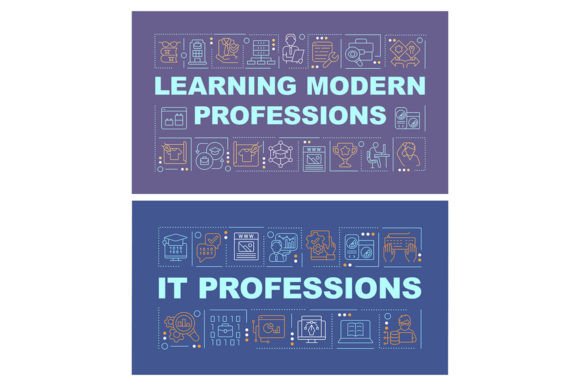 Learning Modern Professions Banner Set Graphics and Graphic Templates