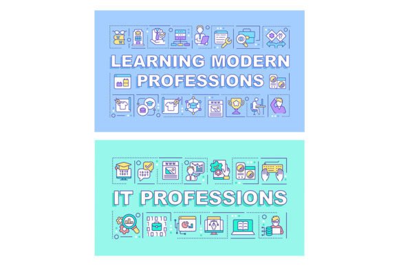 Learning Professions Word Banner Set: Graphics for Graphic Templates
