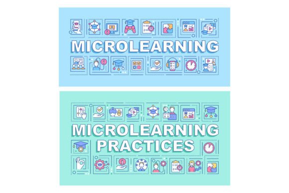 Microlearning Word Concept Banner Set: Graphics for Modern Branding