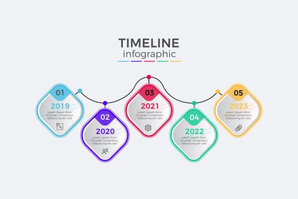 Modern Timeline Five Steps Infographics for Graphics and Infographics