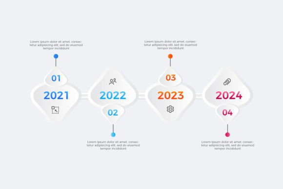Modern Timeline Four Steps Infographics Graphics Review
