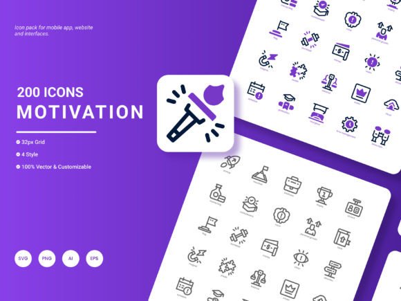 Motivation Icon Pack: Essential Graphics and Icons for Designers