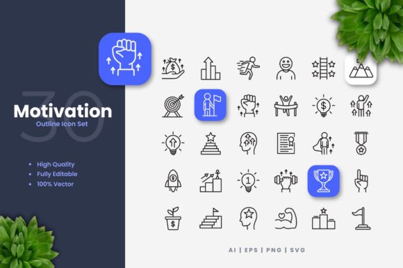 Motivation Icons Graphics Review