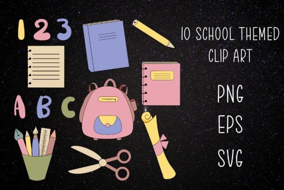 School Supplies Clip Art PNG EPS SVG Graphics and Illustrations Review